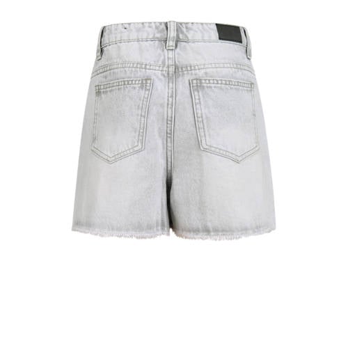 Shoeby high waist regular fit denim short grey denim Grijs Meisjes Katoen 134 140