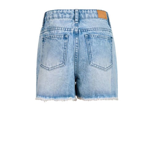 Shoeby high waist regular fit denim short bleached Blauw Meisjes Katoen 110 116