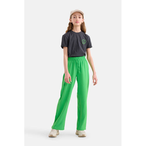 Shoeby high waist wide leg broek groen Meisjes Polyester Effen 98 104