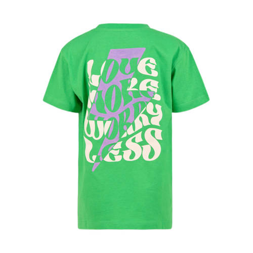 Shoeby T-shirt met backprint groen Meisjes Katoen Ronde hals Backprint 134 140