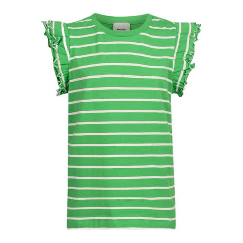 Shoeby gestreept T-shirt groen Meisjes Katoen Ronde hals Streep