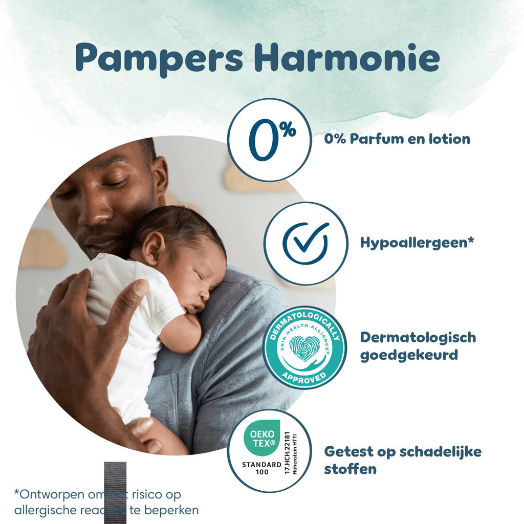 Pampers Harmonie Luiers Maat 1 en Billendoekjes Pure Protection Coconut