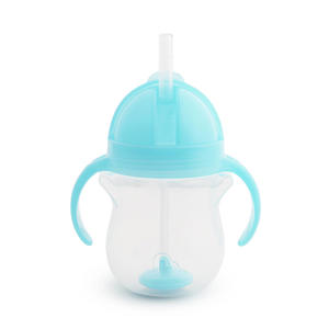 Tip & sip drinkbeker met rietje blauw