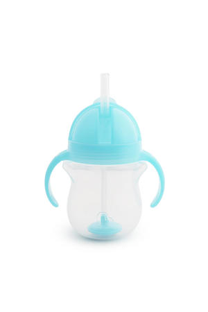 Tip & sip drinkbeker met rietje blauw
