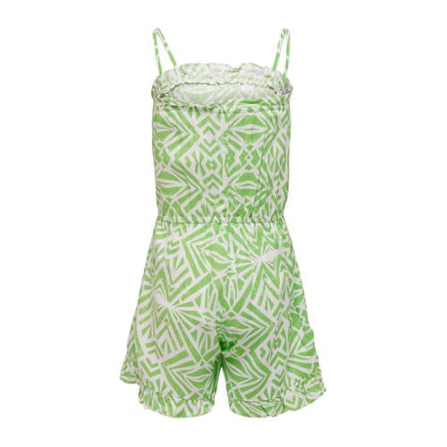 Only KIDS GIRL jumpsuit KOGNOVA LIFE met all over print frisgroen wit Meisjes Viscose Ronde hals 122