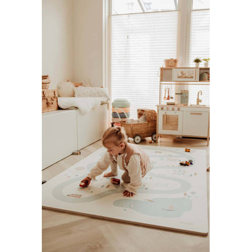 Play&Go EEVAA 2-in-1 omkeerbare puzzel speelmat en opbergdoos Village Terrazzo (120x180cm 6 tegels) Speelkleed