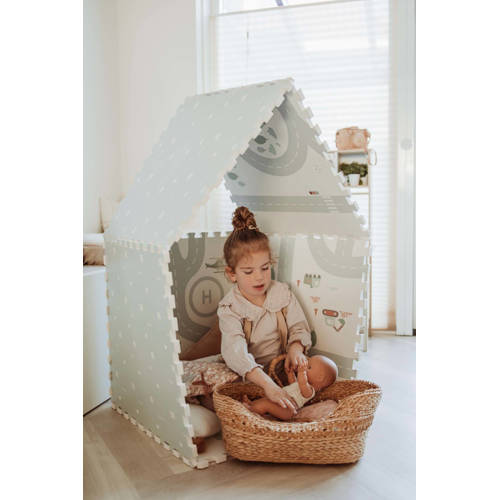 Play&Go EEVAA 2-in-1 omkeerbare puzzel speelmat en opbergdoos Roadmap Iconen (120x180cm 6 tegels) Speelkleed