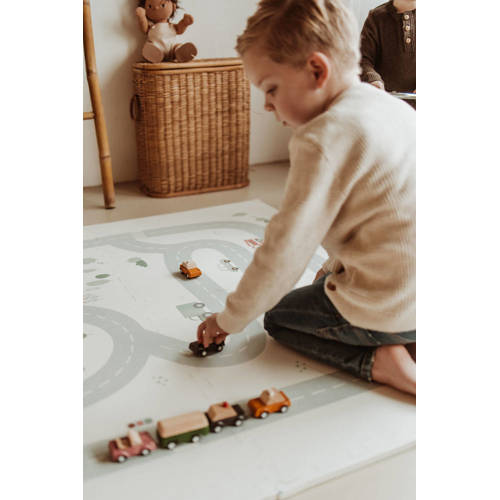 Play&Go EEVAA 2-in-1 omkeerbare puzzel speelmat en opbergdoos Roadmap Iconen (120x180cm 6 tegels) Speelkleed