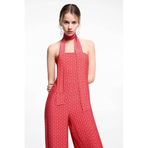 Mango Kids off shoulder jumpsuit met all over print rood All over print 164(S)