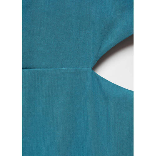 Mango Kids halter maxi jurk turquoise Blauw Effen 152(XXS)