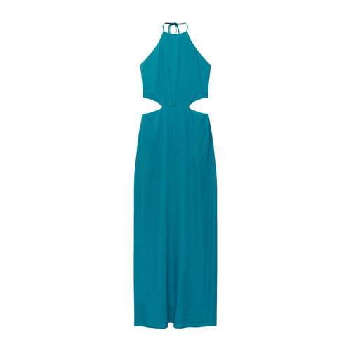 Mango Kids halter maxi jurk turquoise Blauw Effen - 172(L)