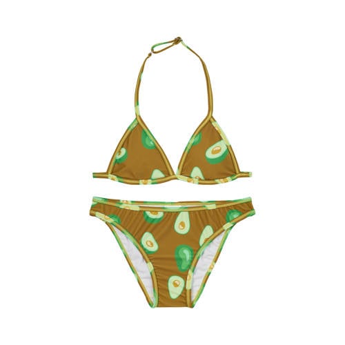 Claesen's triangel bikini met fruitprint bruin Meisjes Polyester All over print