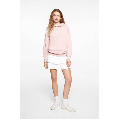Mango Kids hoodie met tekst roze Sweater Meisjes Katoen Capuchon Tekst 164(S)