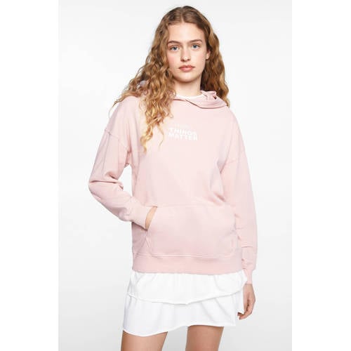 Mango Kids hoodie met tekst roze Sweater Meisjes Katoen Capuchon Tekst 164(S)