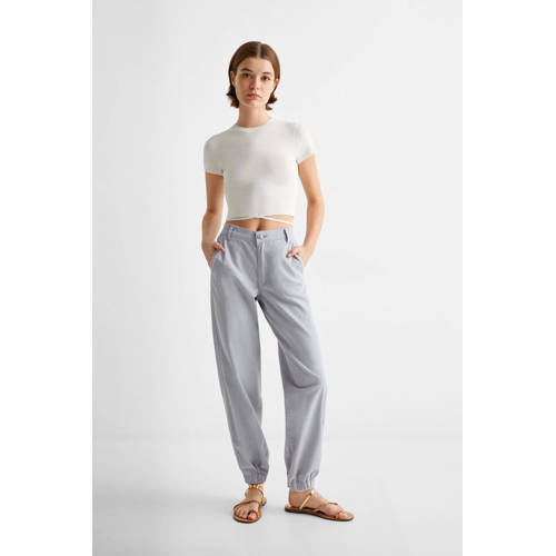 Mango Kids broek lichtblauw Meisjes Katoen Effen 158(XS)