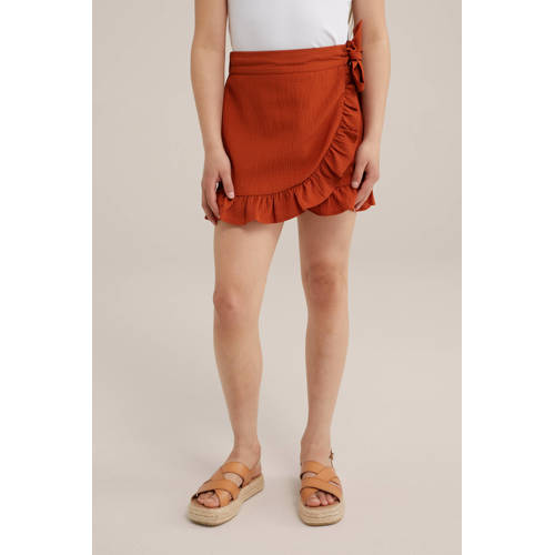 WE Fashion effen skort Rok Bruin Meisjes Polyester Effen 146 152