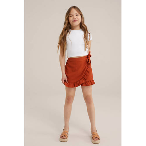 WE Fashion effen skort Rok Bruin Meisjes Polyester Effen 146 152