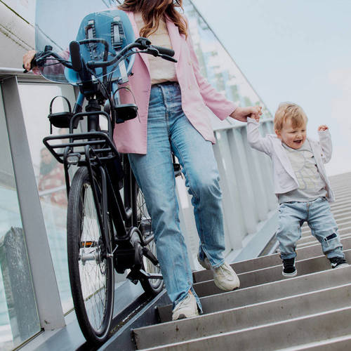 Urban Iki Ta—ke voorzitje Fuji Blue Bincho Black + extra compact adapater Fietsstoeltje voor Zwart
