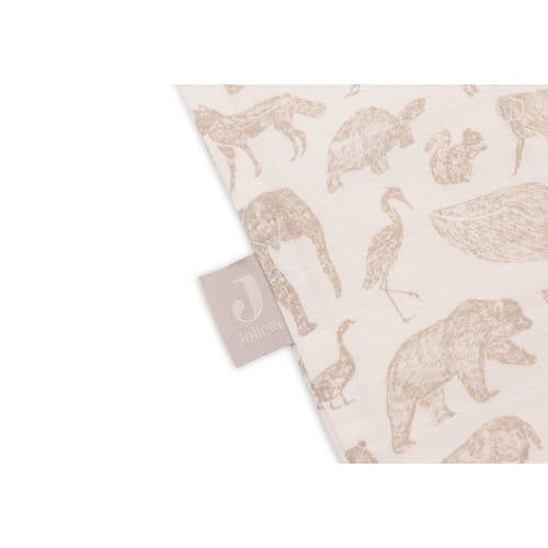 Jollein hydrofiele slaapzak Animals Nougat Babyslaapzak Beige Dierenprint 110 cm