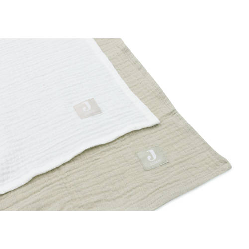 Jollein Hydrofiele Doek Large 115x115cm Olive Green Ivory (2pack) Hydrofiele luiers Groen