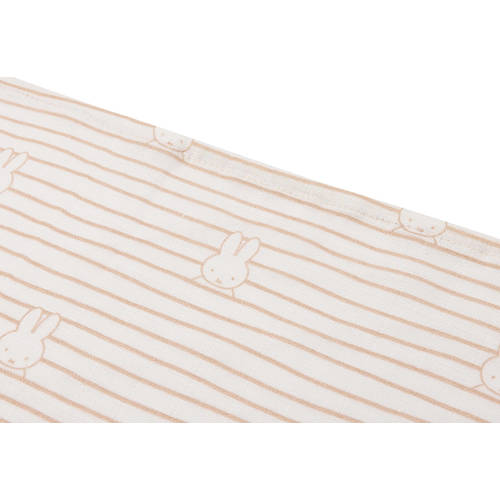 Jollein hydrofiele doek smal Miffy Stripe Biscuit set van 3 Hydrofiele luiers Bruin