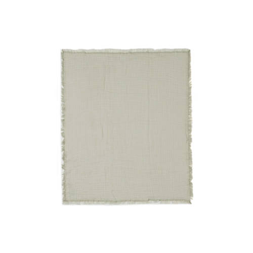 Jollein ledikantdeken 120x120cm Fringe Olive Green Ivory Babydeken Groen