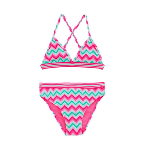 WE Fashion triangel bikini roze/turquoise Meisjes Polyamide All over print - 110/116