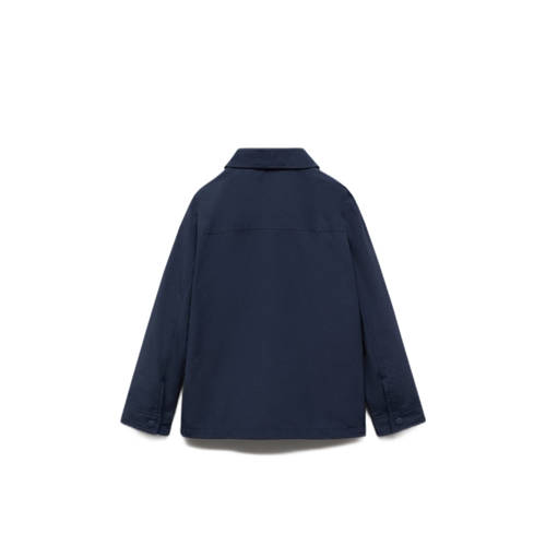 Mango Kids zomerjas donkerblauw Jongens Katoen Klassieke kraag Effen 146