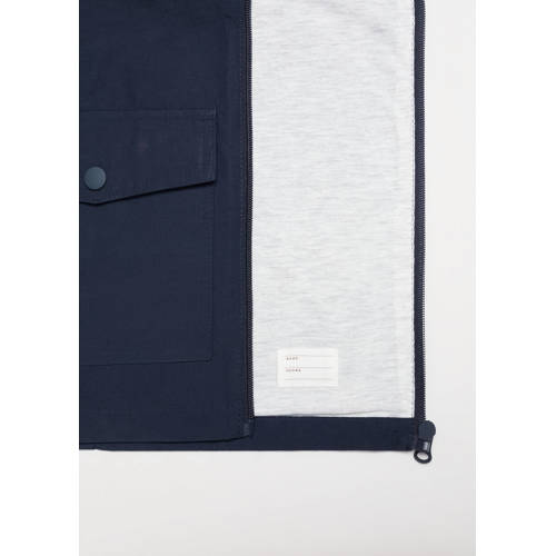Mango Kids zomerjas donkerblauw Jongens Katoen Klassieke kraag Effen 146