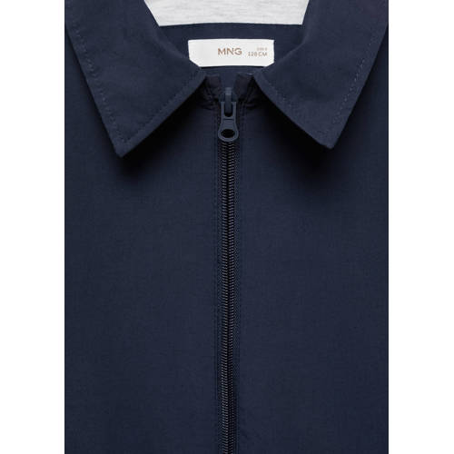 Mango Kids zomerjas donkerblauw Jongens Katoen Klassieke kraag Effen 146