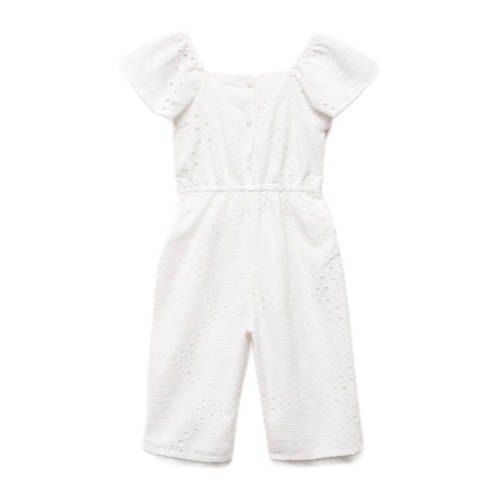 Mango Kids jumpsuit wit Meisjes Katoen Vierkante hals Effen 116