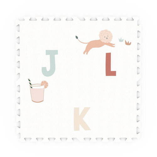Play&Go EEVAA 2-in-1 omkeerbare puzzel speelmat en opbergdoos Alphabet Terrazzo (180x180cm 9 tegels) Speelkleed
