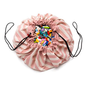 2-in-1 opbergzak / speelkleed - Stripes New Pink - 140 cm