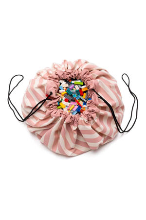 2-in-1 opbergzak / speelkleed - Stripes New Pink - 140 cm