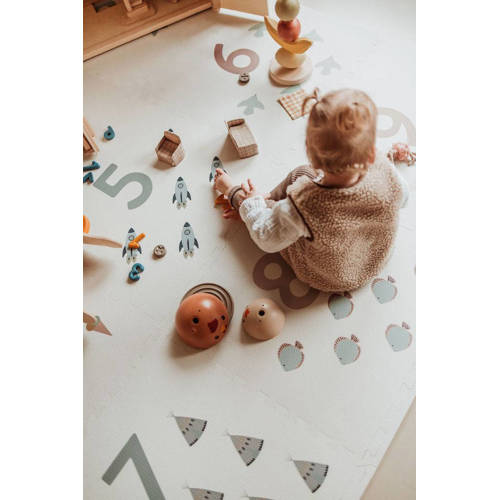 Play&Go EEVAA 2-in-1 omkeerbare puzzel speelmat en opbergdoos Numbers Dots (180x180cm 9 tegels) Speelkleed