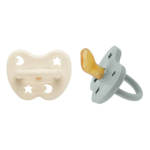 Hevea speen 2-pack 3-36 ortho Milky White & Gorgeous Grey Fopspeen