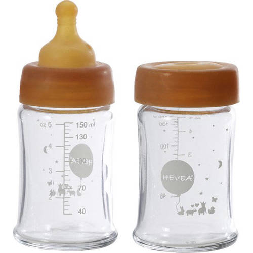 Hevea Baby Glass Bottle wide neck 150ml 2-pack Fles