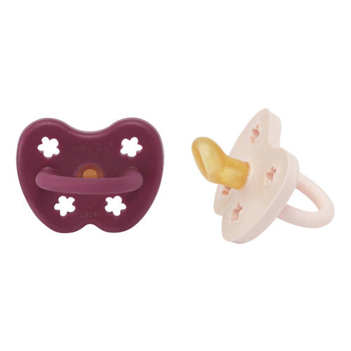 Hevea speen 2-pack 3-36 ortho Powder Pink & Rosewood Fopspeen