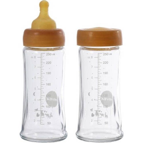 Hevea Baby Glass Bottle wide neck 250ml 2-pack Fles