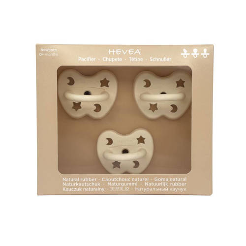 Hevea speen 3-pack sym ortho rond trial pack Milky White Fopspeen