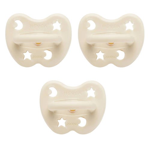 Hevea speen 3-pack sym/ortho/rond trial pack Milky White Fopspeen
