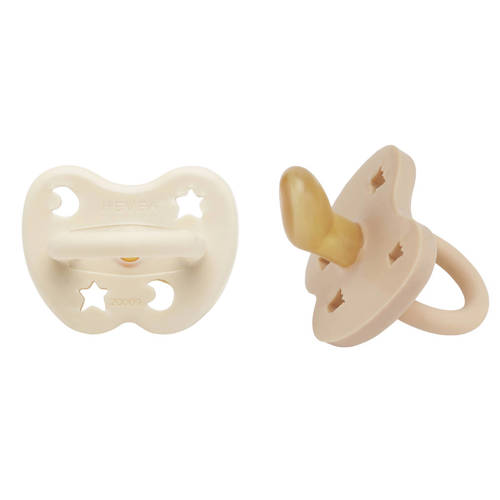 Hevea speen 2-pack 3-36 ortho Milky White & Sand Fopspeen