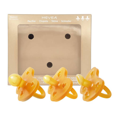 Hevea speen 3-pack sym ortho rond trial pack Natural Fopspeen