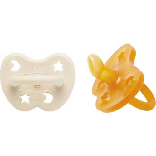 Hevea speen 2-pack 3-36 ortho Milky White & Natural Fopspeen
