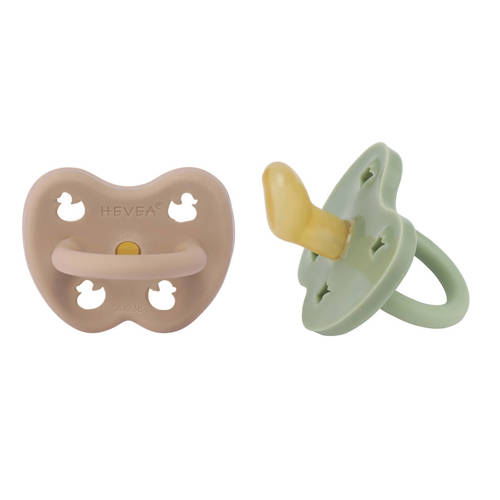 Hevea speen 2-pack 3-36 ortho Tan Beige & Moss Green Fopspeen