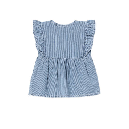 name it BABY gestreepte top NBFLILI met open rug blauw wit Meisjes Denim Ronde hals 74