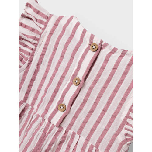 name it BABY gestreepte playsuit NBFHUNICA rood wit Meisjes Katoen Ronde hals 68