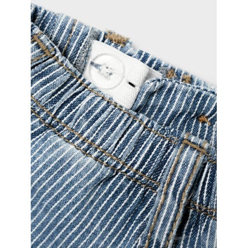 name it BABY gestreepte denim short NBMRYAN blauw wit Korte broek 68