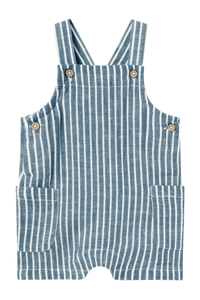 NAME IT BABY baby gestreepte tuinbroek NBMHILOM blauw/wit