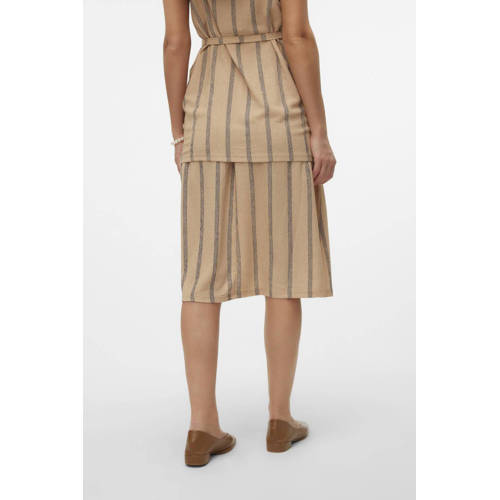 Mamalicious gestreepte zwangerschapsrok MLMILA beige Dames Polyester Streep S